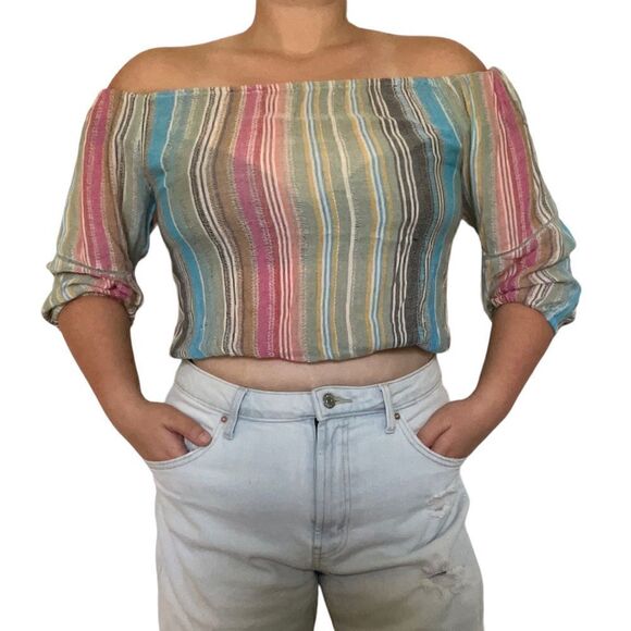 Elan Boho Crop Top Off the Shoulder Size Medium - Picture 1 of 8